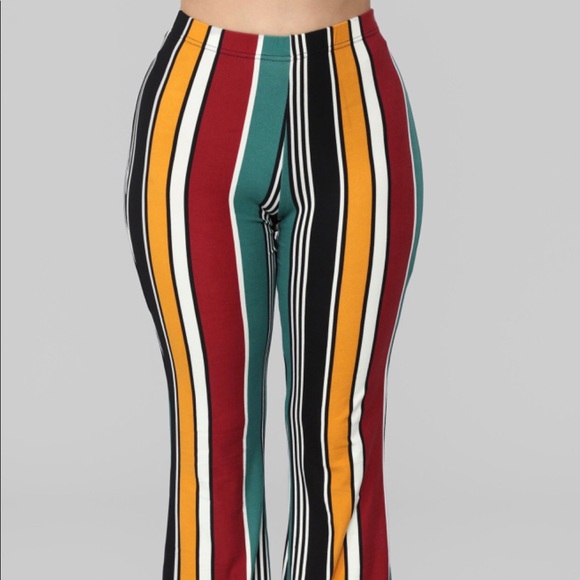 Fashion Nova Pants - Trisha Striped Pants - Black/Combo